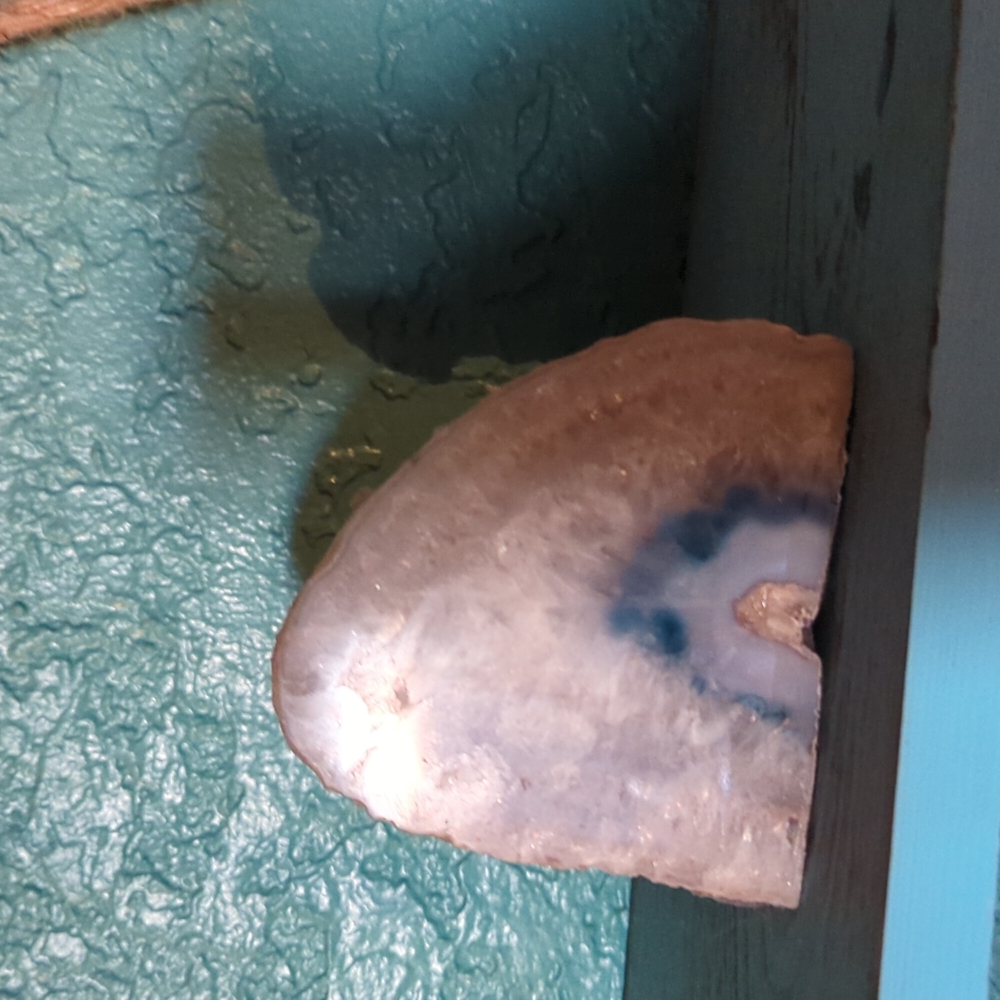 Blue natural crystal candle holder